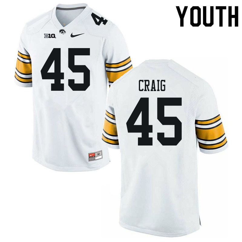 Youth #45 Deontae Craig Iowa Hawkeyes College Football Jerseys Sale-White - Click Image to Close